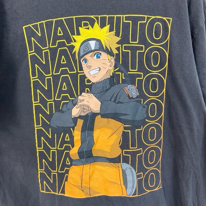 古着 used　OLD NAVY　半袖アニメプリントTシャツ　ナルト　灰色　グレー　コットン100％　クルーネック　Lサイズ