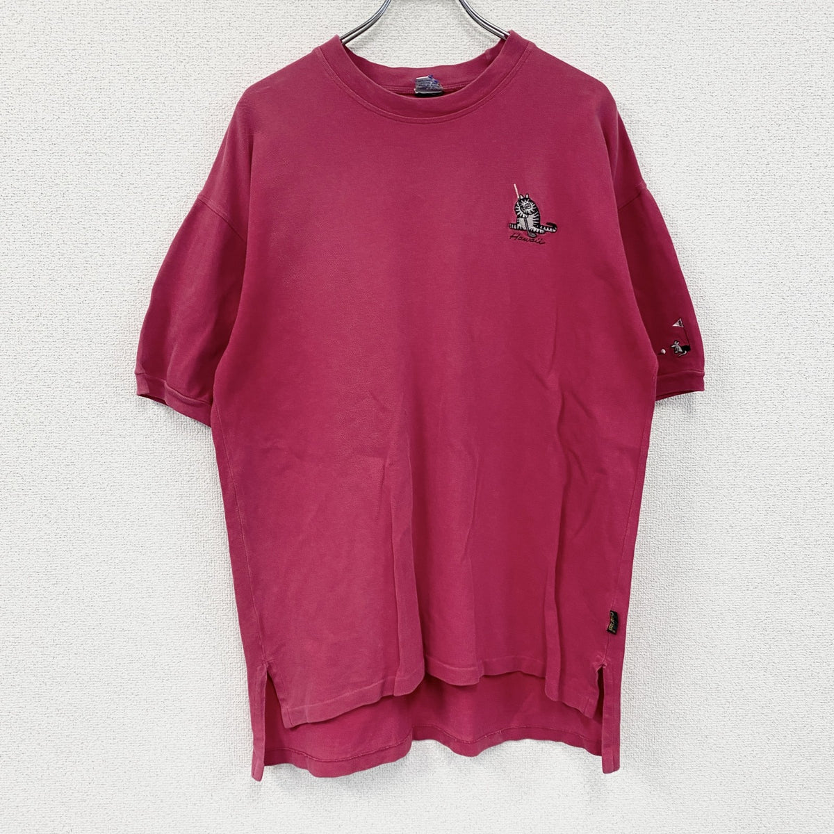 90s　Crazy Shirt　クレイジーシャツ　半袖Tシャツ　刺繍ロゴ　ヴィンテージ　ピンク　Mサイズ　古着