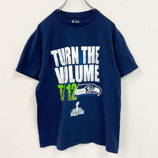 古着 used　NFL　半袖プリントTシャツ　シアトルシーホークス　紺　ネイビー　コットン100％　Mサイズ