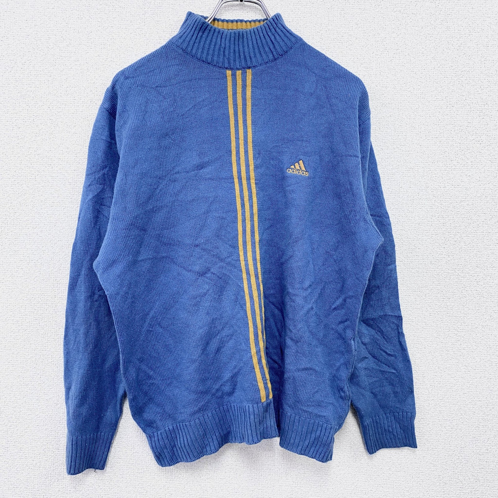 00s　adidas　アディダス　アクリルニットセーター　ヴィンテージ　水色　ライトブルー　XSサイズ　古着