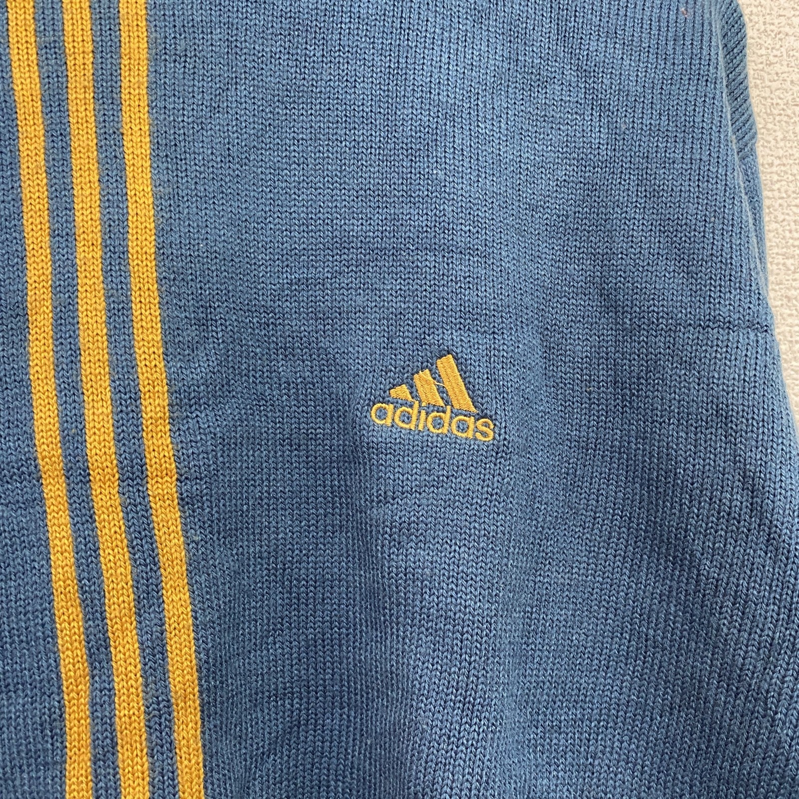 00s　adidas　アディダス　アクリルニットセーター　ヴィンテージ　水色　ライトブルー　XSサイズ　古着