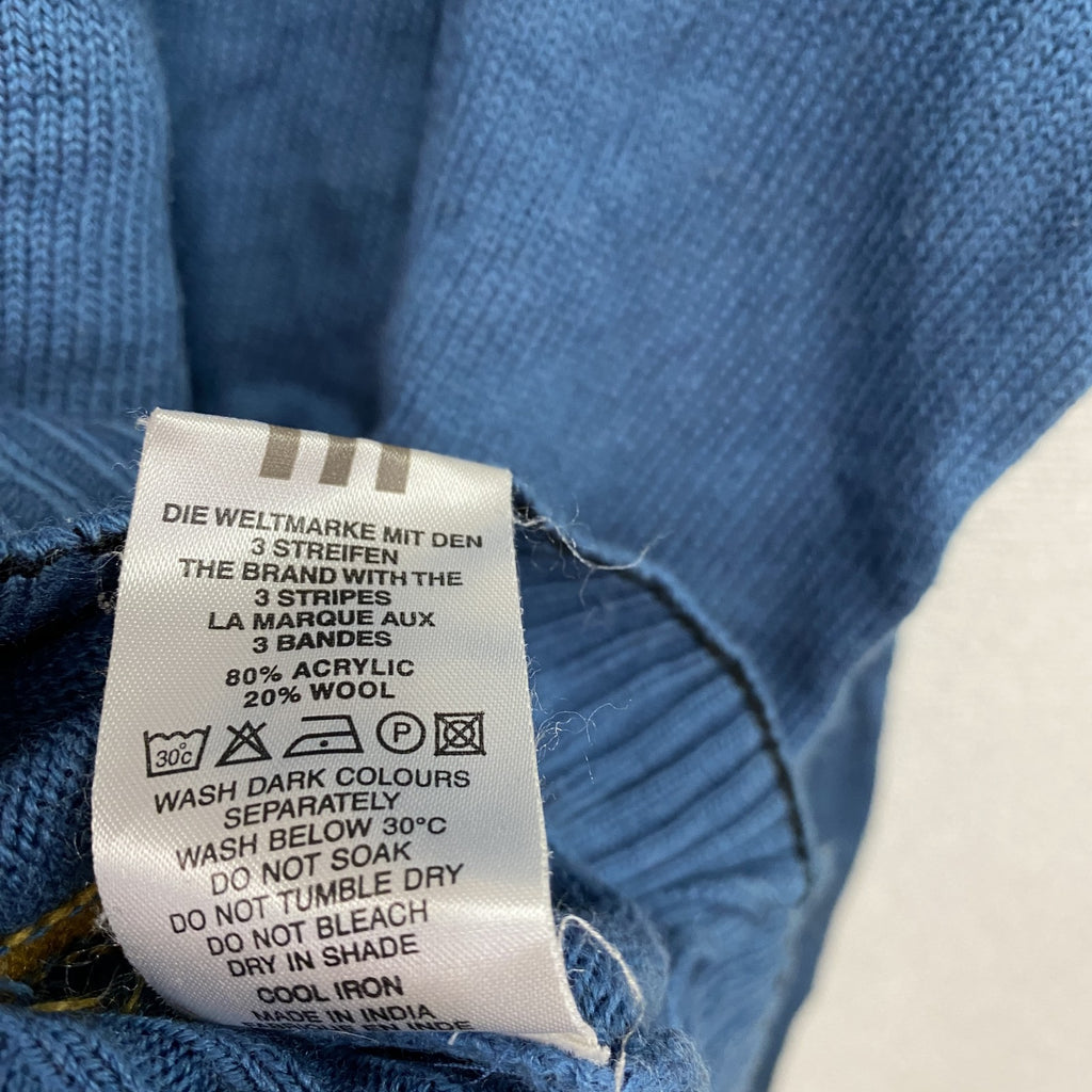 00s　adidas　アディダス　アクリルニットセーター　ヴィンテージ　水色　ライトブルー　XSサイズ　古着