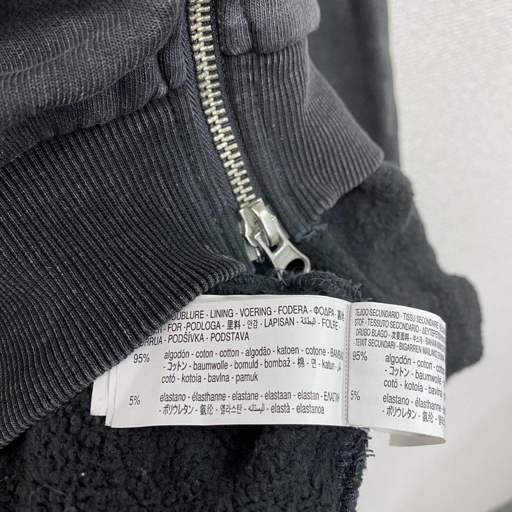 ZARA　ザラ　フルジップスウェット/トレーナー　ギミック　フェード　ワンポイント　黒　ブラック　Lサイズ　古着