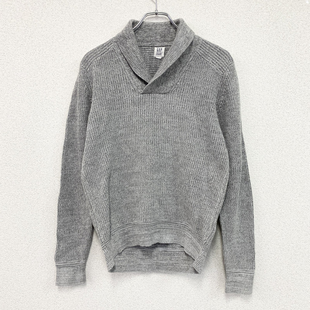 GAP　ギャップ　コットンニットセーター　ショールカラー　灰色　グレー　XSサイズ　古着