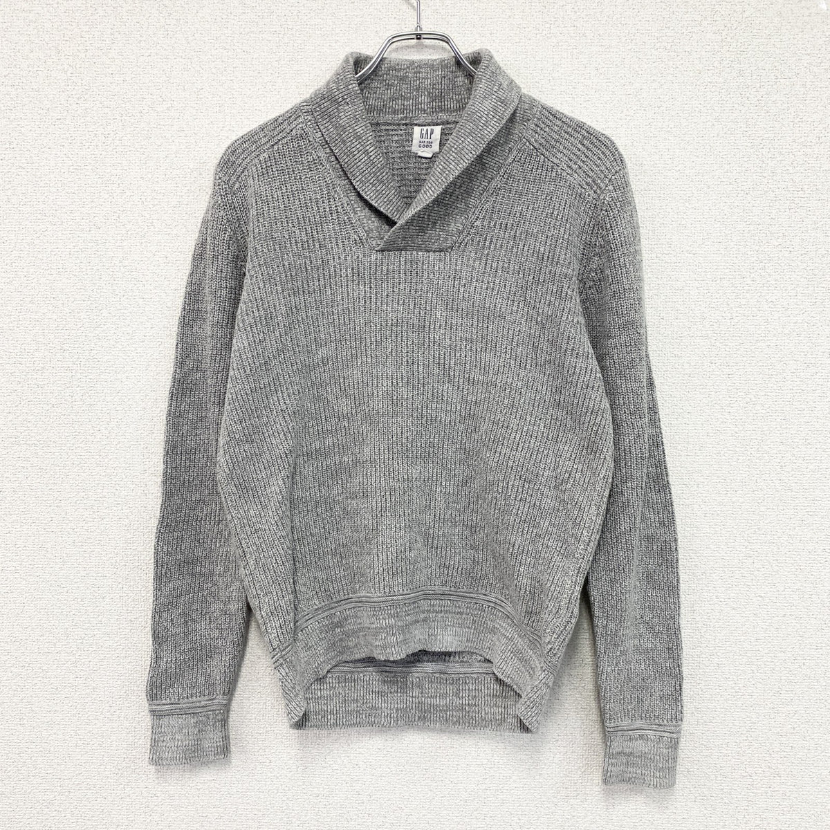 GAP　ギャップ　コットンニットセーター　ショールカラー　灰色　グレー　XSサイズ　古着