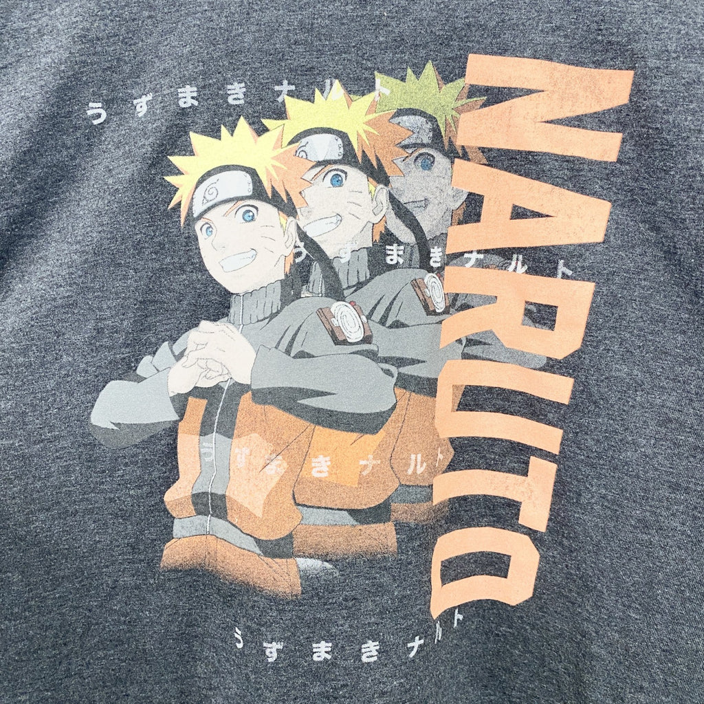 NARUTO　うずまきナルト疾風伝　メキシコ製　半袖アニメキャラクタープリントTシャツ　グレー　灰色　Lサイズ　古着