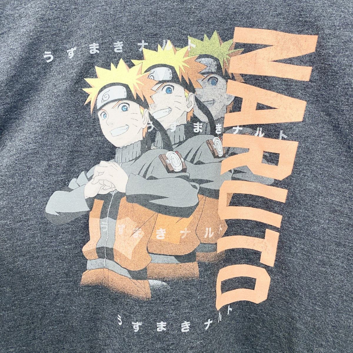 NARUTO　うずまきナルト疾風伝　メキシコ製　半袖アニメキャラクタープリントTシャツ　グレー　灰色　Lサイズ　古着