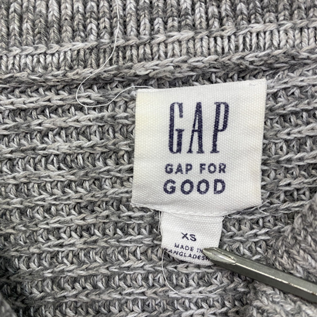GAP　ギャップ　コットンニットセーター　ショールカラー　灰色　グレー　XSサイズ　古着
