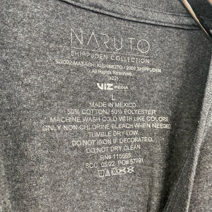 NARUTO　うずまきナルト疾風伝　メキシコ製　半袖アニメキャラクタープリントTシャツ　グレー　灰色　Lサイズ　古着