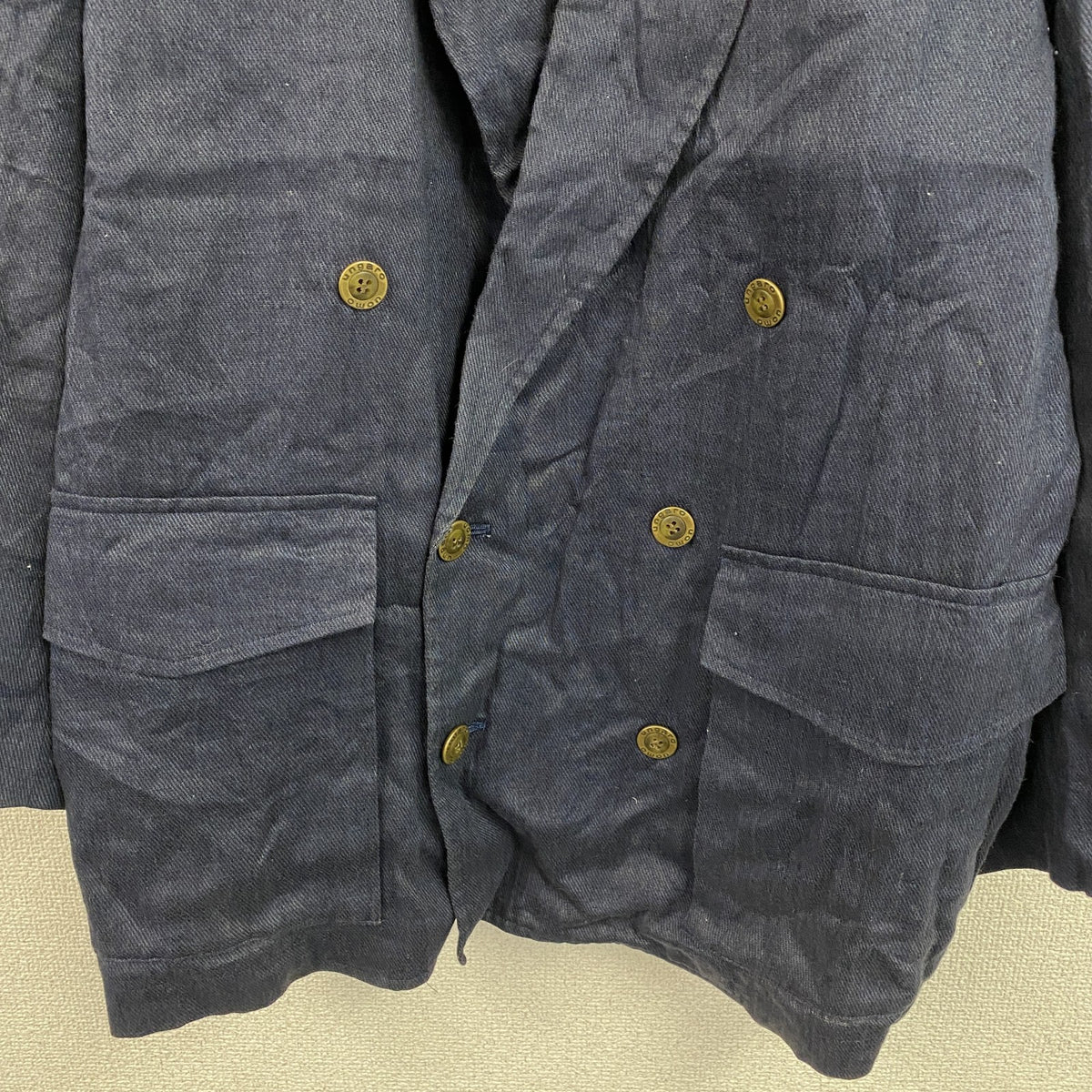 uomo ungaro　ウオモウンガロ　ダブルブレストテーラードジャケット/ブレザー　紺　ネイビー　Sサイズ　古着