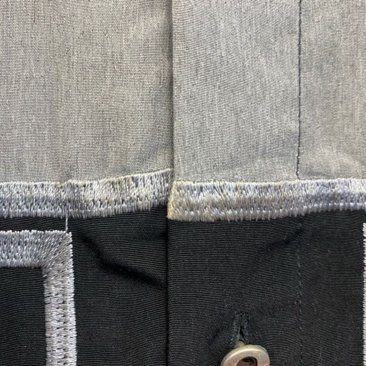 L&G　MEDITE RRANEAN　長袖刺繍デザインシャツ　モノトーン　総柄　黒　ブラック　灰色　グレー　Lサイズ　古着
