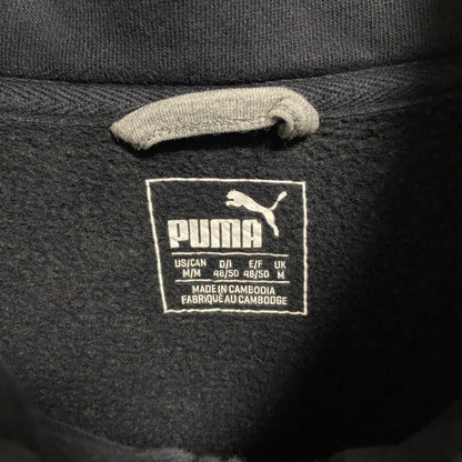 古着 used　puma プーマ　長袖フルジップスウェット　トレーナー　ワンポイントロゴ刺繍　黒　ブラック　ハイネック　Mサイズ　