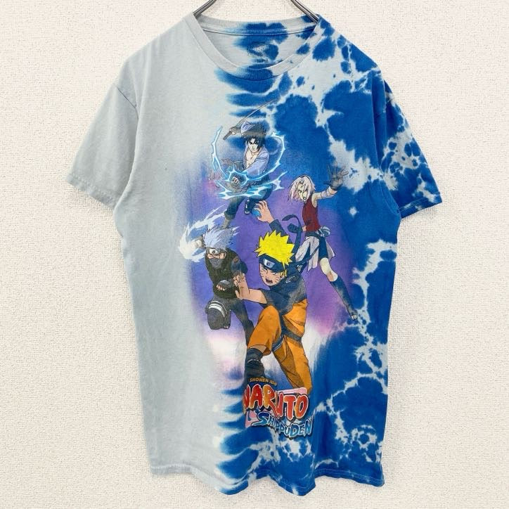 NARUTO　うずまきナルト疾風伝　半袖アニメキャラクタープリントTシャツ　青　ブルー　Mサイズ　古着