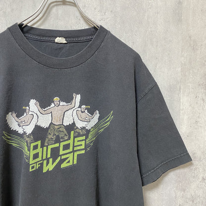 古着 used　ALSTYLE　半袖プリントTシャツ　クルーネック　鳥　Birds of war　黒　ブラック　春夏服