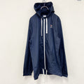 Reebok　リーボック　ウインドブレーカー　フルジップジャケット　デカロゴ　紺　ネイビー　Oサイズ　古着