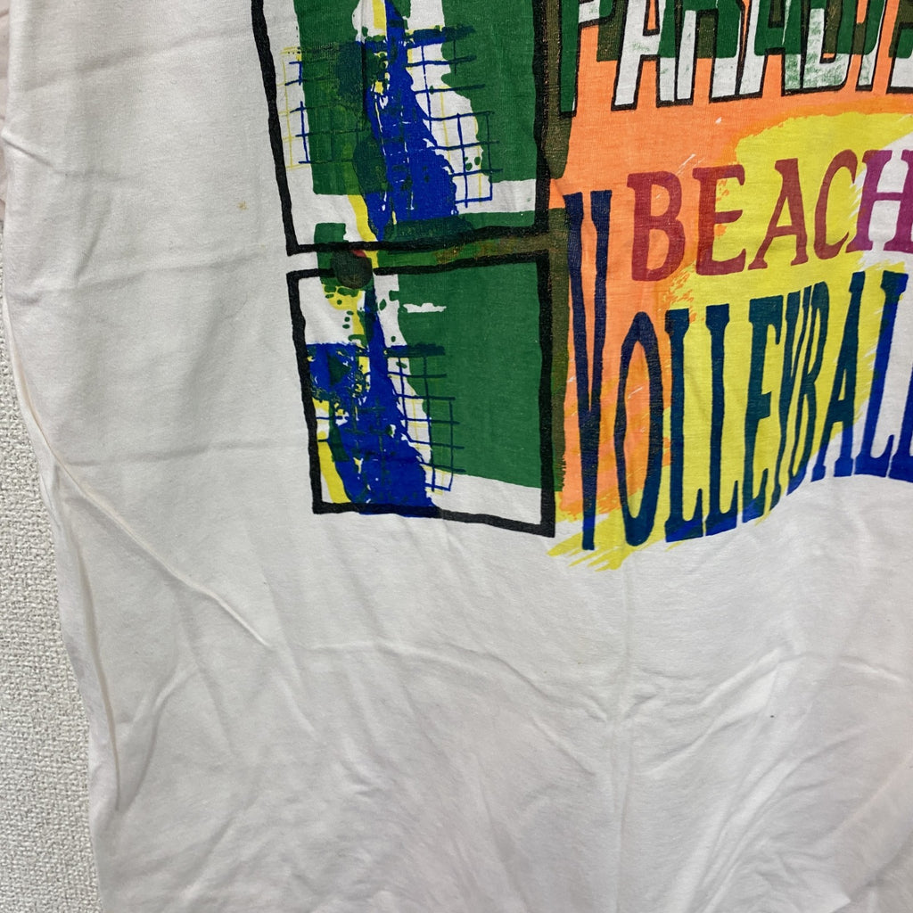 kasei　半袖プリントTシャツ　バレーボール　スポーツ　ビッグシルエット　白　ホワイト　古着