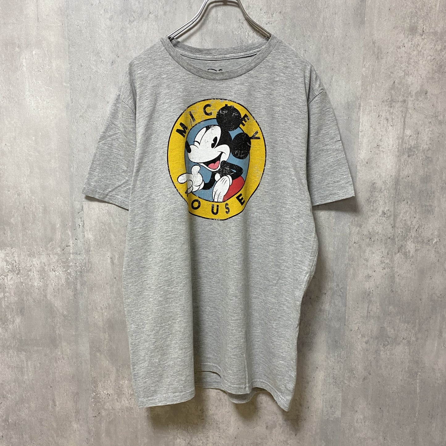 古着 used　 Disney　ディズニー　半袖公式プリントキャラクターTシャツ　ミッキー　グレー　ビッグシルエット　XLサイズ