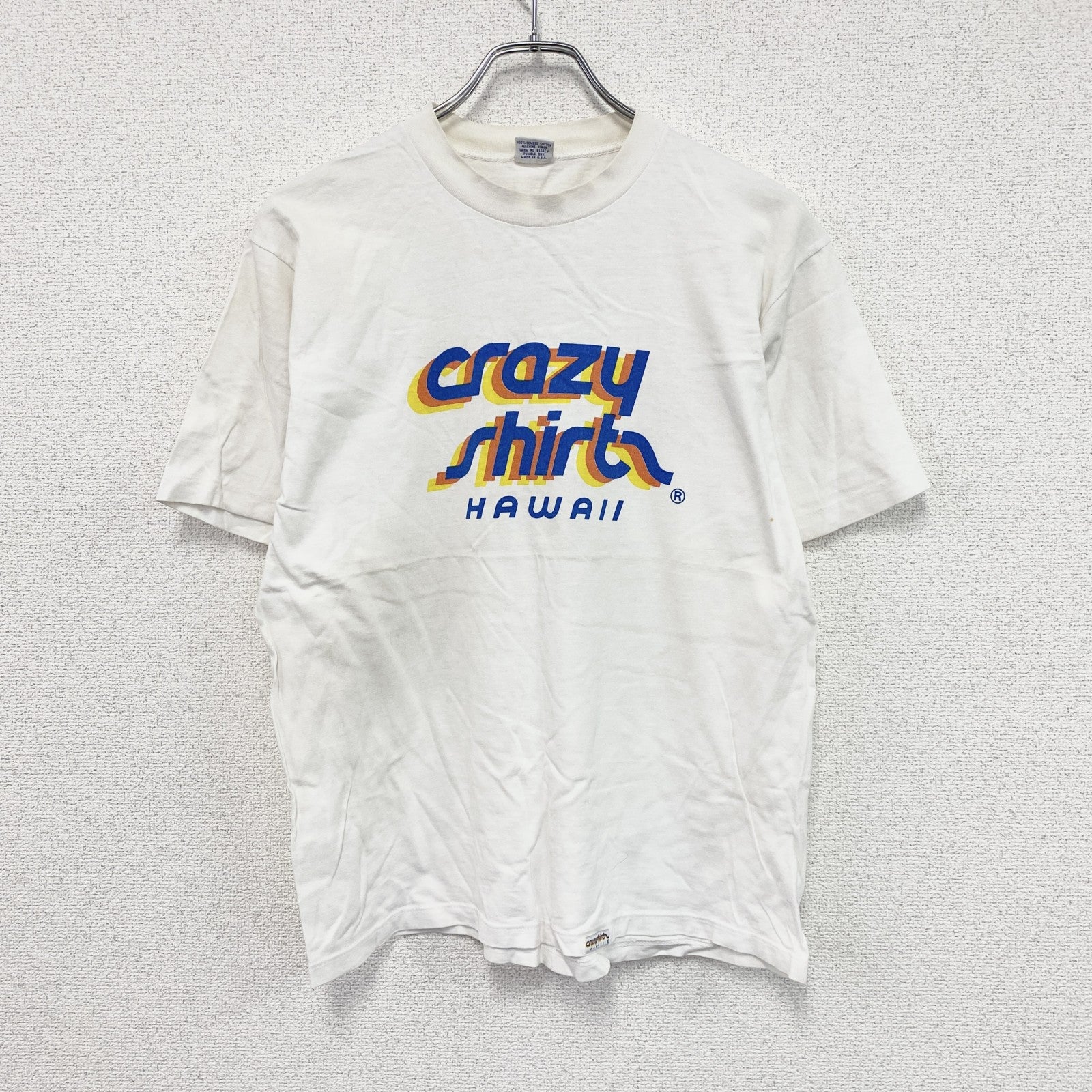 ～90s　crazy shirt　クレイジーシャツ　半袖プリントスーベニアTシャツ　シングルステッチ　白　ホワイト　Mサイズ　　ヴィンテージ　古着
