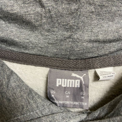 古着 used　puma プーマ　長袖パーカー　フード付きトレーナー　ワンポイントロゴ　グレー　無地　Mサイズ　