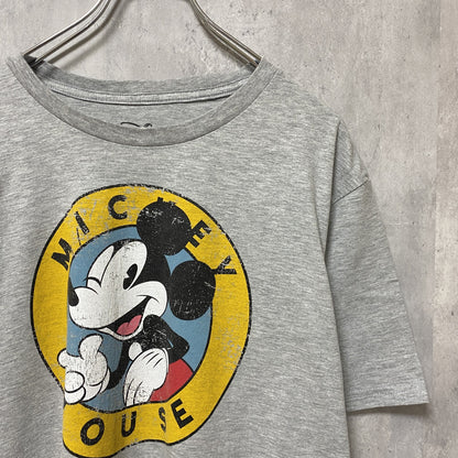 古着 used　 Disney　ディズニー　半袖公式プリントキャラクターTシャツ　ミッキー　グレー　ビッグシルエット　XLサイズ