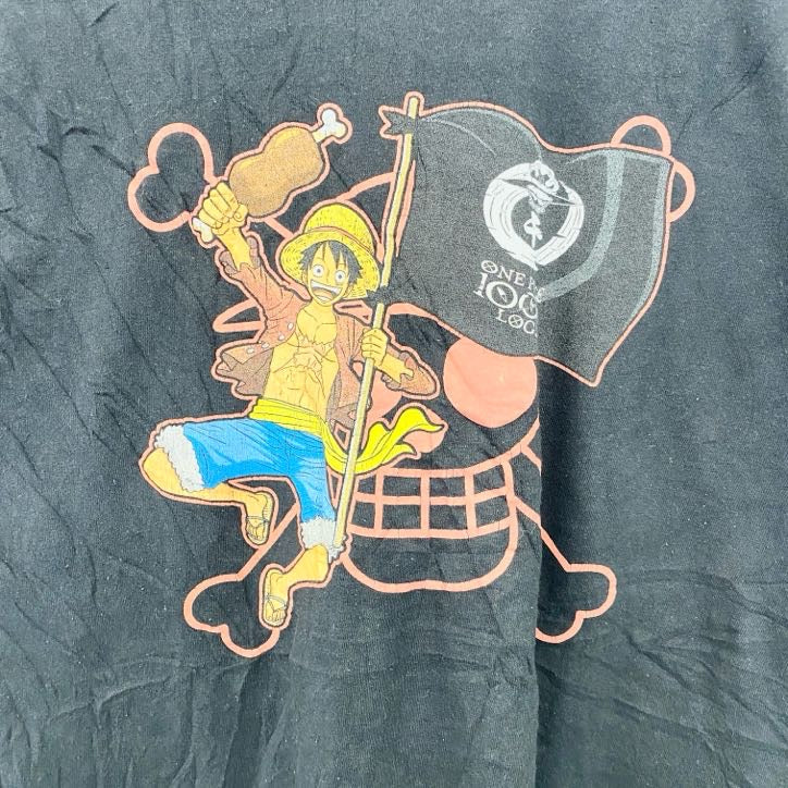 ONE PIECE　ワンピース　ルフィ　半袖公式アニメプリントTシャツ　キャラクター　黒　ブラック　Mサイズ　古着
