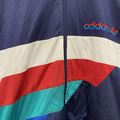 ～90s　adidas　アディダス　トラックジャケット/ジャージ　ヴィンテージ　マルチカラー　紺　ネイビー　Mサイズ