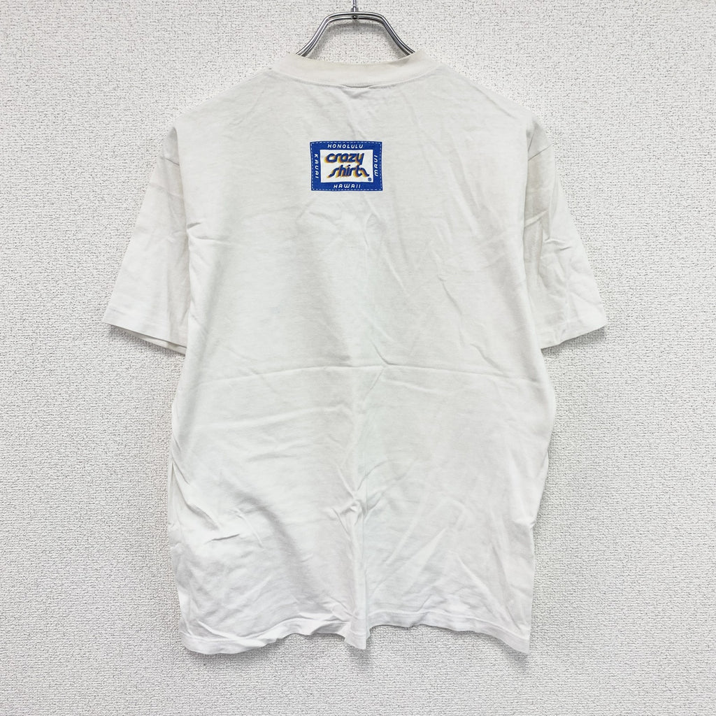 ～90s　crazy shirt　クレイジーシャツ　半袖プリントスーベニアTシャツ　シングルステッチ　白　ホワイト　Mサイズ　　ヴィンテージ　古着