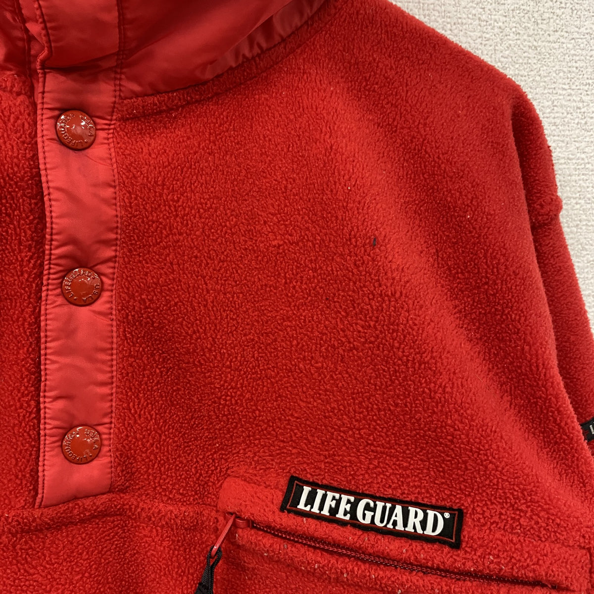 LIFE GUARD　ハーフジップフリースジャケット　赤　レッド　Lサイズ　古着