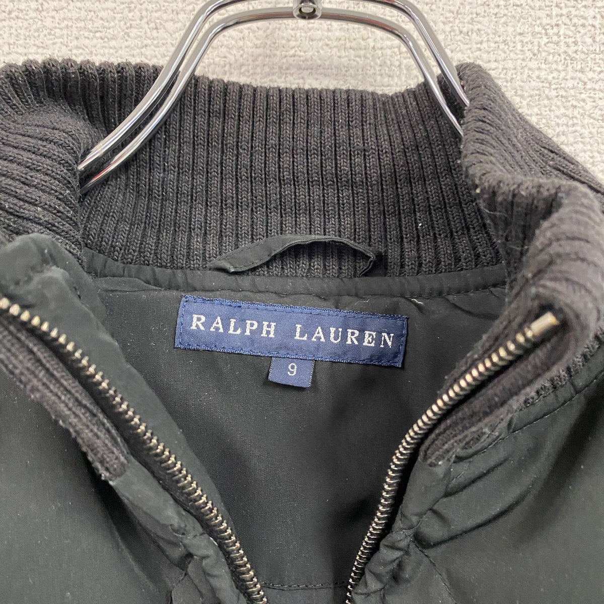 RALPH LAUREN　ラルフローレン　キルティングダウンジャケット　ダウン90%　黒　ブラック　9サイズ　古着