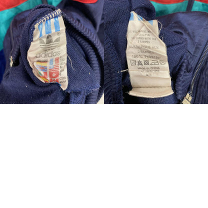 ～90s　adidas　アディダス　トラックジャケット/ジャージ　ヴィンテージ　マルチカラー　紺　ネイビー　Mサイズ