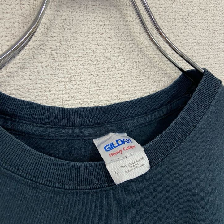 GILDAN　ギルダン　半袖プリントTシャツ　ジャマイカ　クルーネック　レトロデザイン　黒　ブラック　Lサイズ　古着
