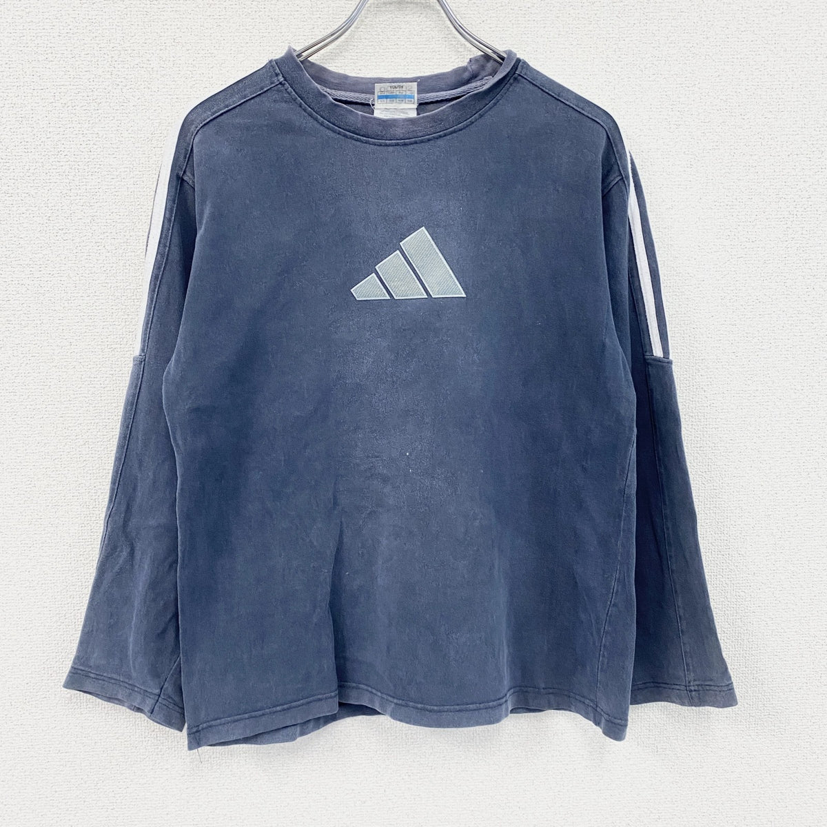 00s　adidas　アディダス　スウェット/トレーナー　フェード　パフォーマンスロゴ　デカロゴ　紺　ネイビー　Lサイズ　古着