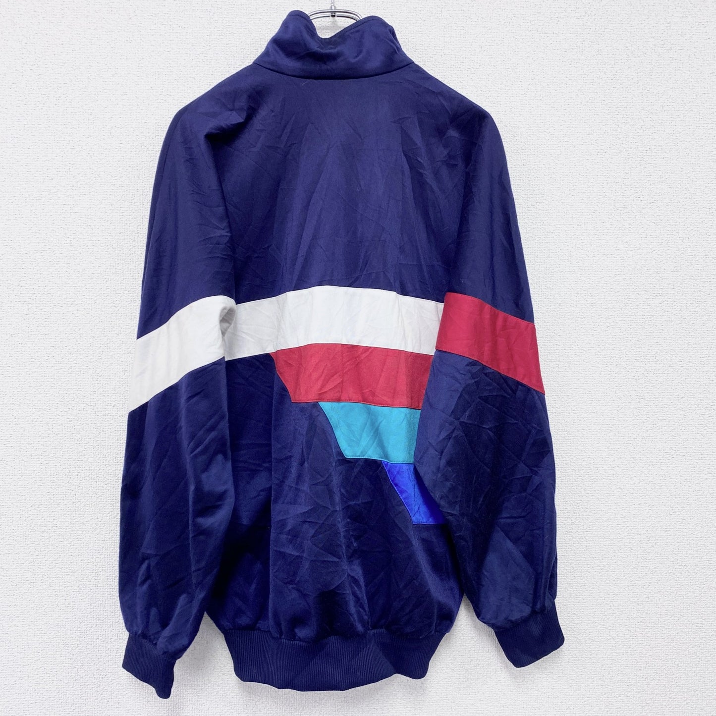 ～90s　adidas　アディダス　トラックジャケット/ジャージ　ヴィンテージ　マルチカラー　紺　ネイビー　Mサイズ