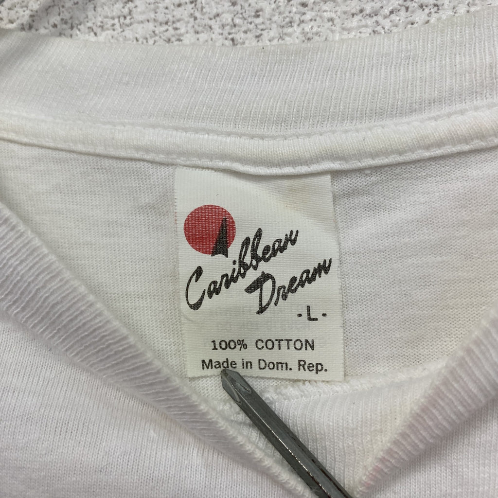 ～90s　Caribbean Dream　半袖プリントスーベニアTシャツ　シングルステッチ　ヴィンテージ　白　ホワイト　Lサイズ　古着