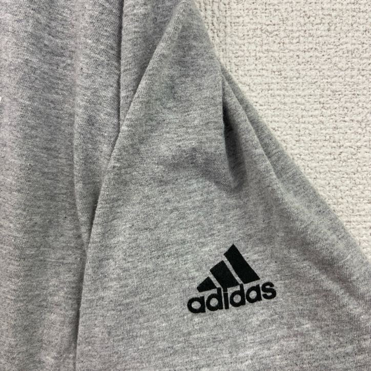 adidas　アディダス　半袖プリントTシャツ　バックプリント　クルーネック　レトロデザイン　灰　グレー　灰色　Mサイズ　古着