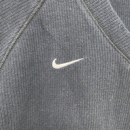 90s　NIKE　ナイキ　コットンニットベスト　刺繍ロゴ　スウッシュ　ヴィンテージ　黒　ブラック　Lサイズ