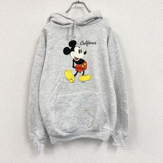 80s～　Velva Sheen　Disney　ミッキーマウス　スウェットパーカー/フーディー　霜降りグレー　Mサイズ