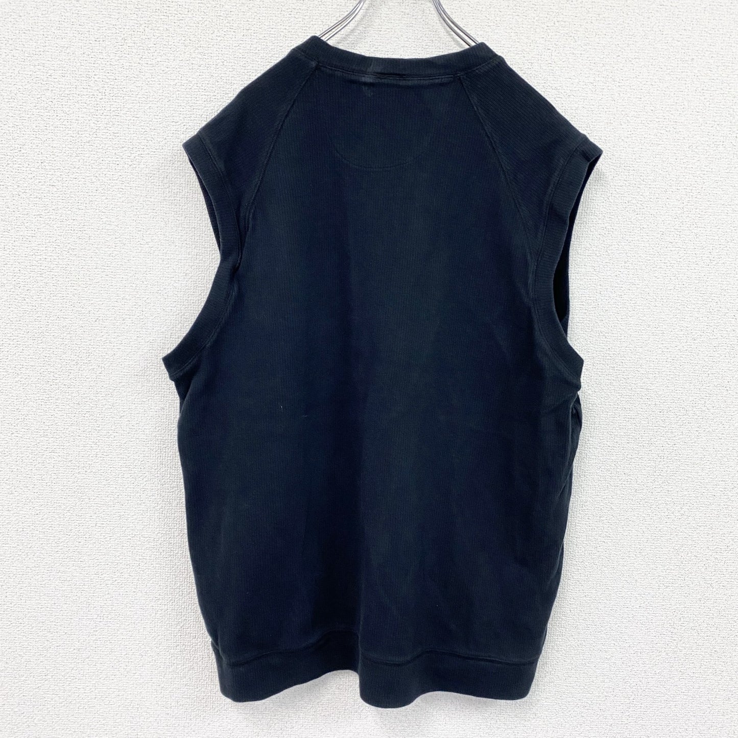 90s　NIKE　ナイキ　コットンニットベスト　刺繍ロゴ　スウッシュ　ヴィンテージ　黒　ブラック　Lサイズ