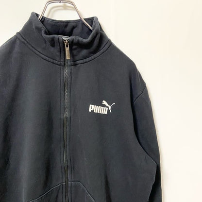 古着 used　puma プーマ　長袖ジップアップスウェット　トレーナー　ワンポイントロゴプリント　ハイネック　秋冬服　Mサイズ