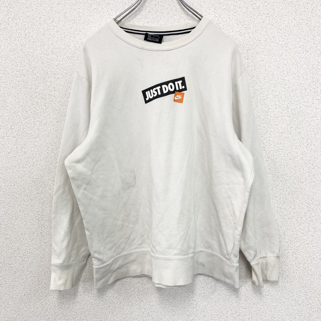 NIKE　ナイキ　JUST DO IT　スウェット/トレーナー　白　ホワイト　Lサイズ　古着