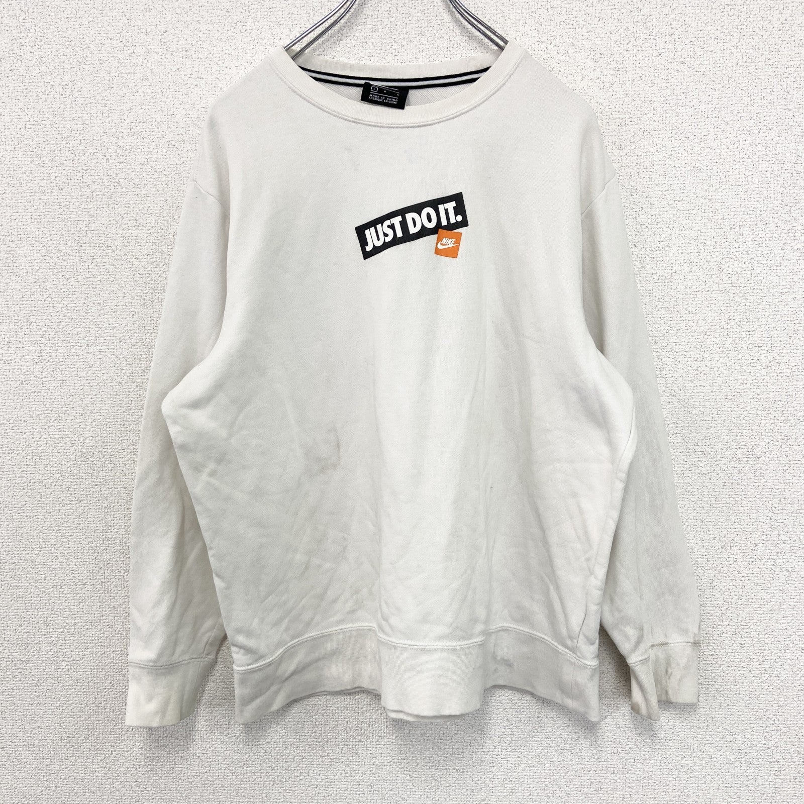 NIKE　ナイキ　JUST DO IT　スウェット/トレーナー　白　ホワイト　Lサイズ　古着