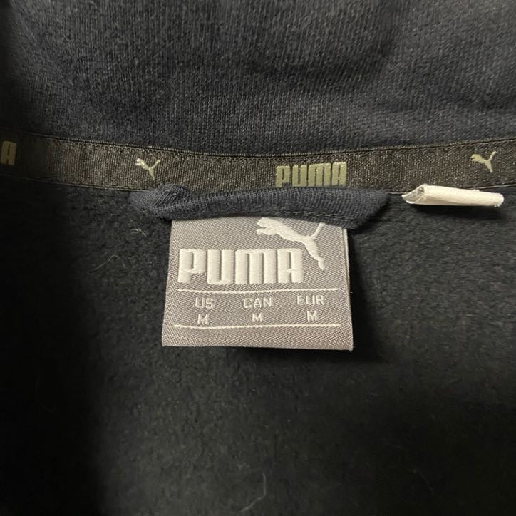 古着 used　puma プーマ　長袖ジップアップスウェット　トレーナー　ワンポイントロゴプリント　ハイネック　秋冬服　Mサイズ