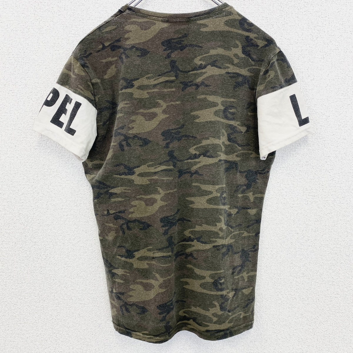 MASTIFF　半袖迷彩柄プリントTシャツ　カモフラ　CASA　クルーネック　緑　グリーン　Sサイズ　古着