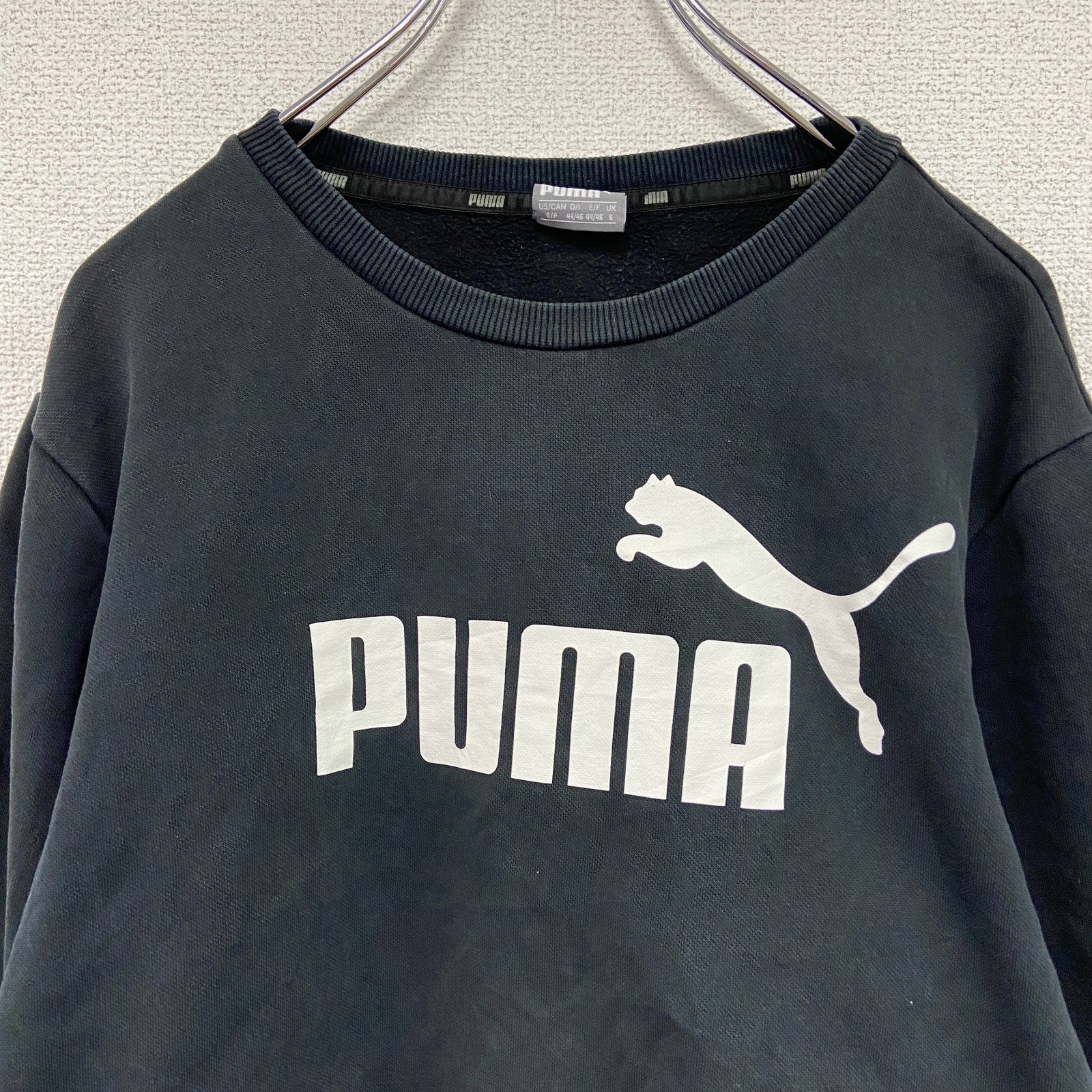 PUMA　プーマ　スウェット/トレーナー　デカロゴ　スポーツミックス　ストリート　クルーネック　黒　ブラック　Sサイズ　古着
