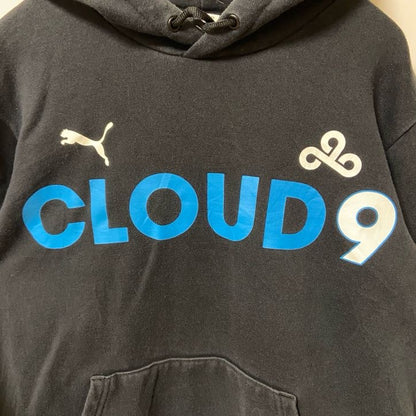 古着 used　puma プーマ　CLOUD9　長袖プリントパーカー　スウェット　プルオーバー　ワンポイントロゴ　秋冬服　Sサイズ