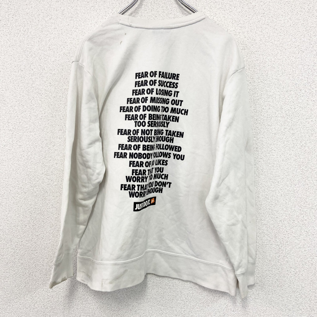 NIKE　ナイキ　JUST DO IT　スウェット/トレーナー　白　ホワイト　Lサイズ　古着