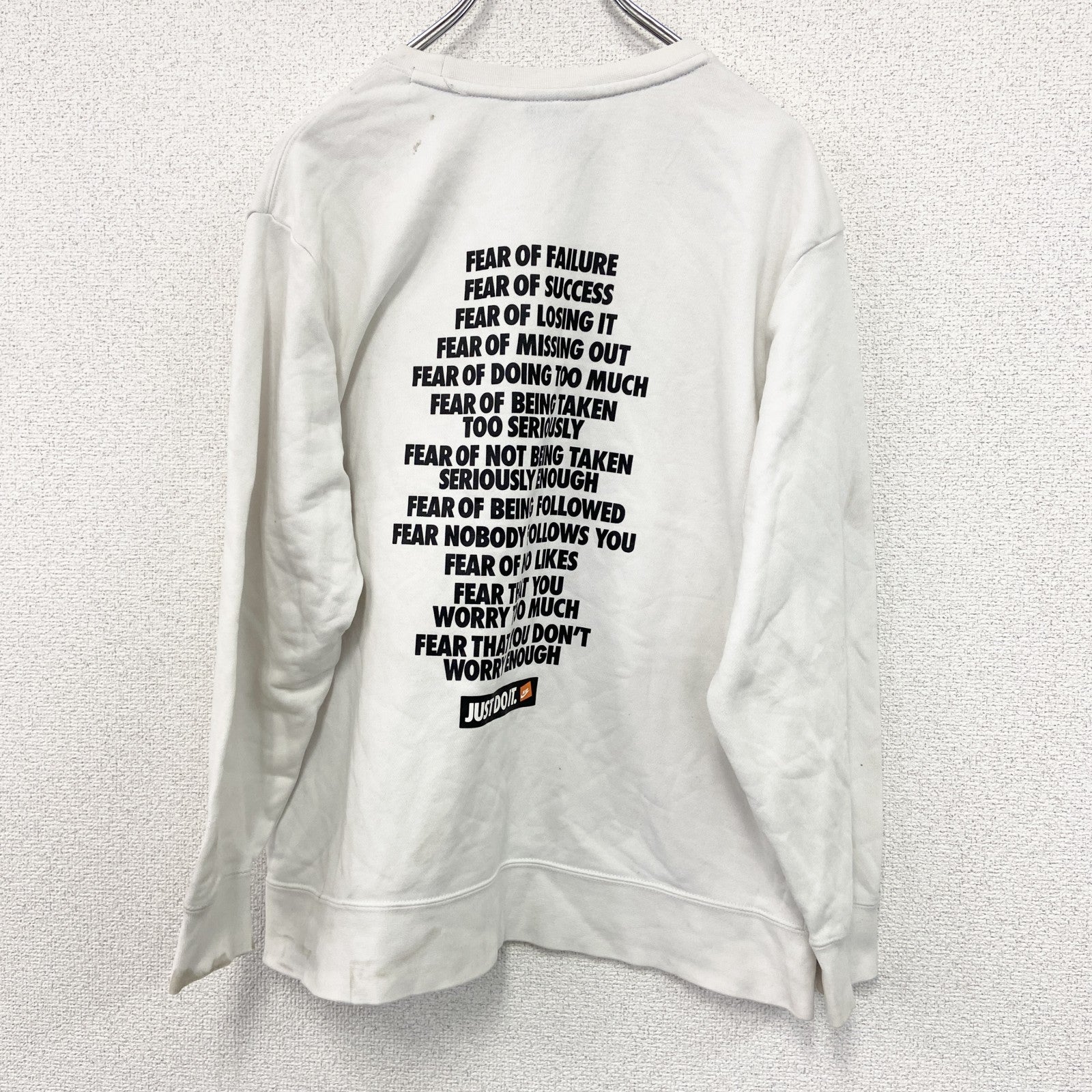 NIKE　ナイキ　JUST DO IT　スウェット/トレーナー　白　ホワイト　Lサイズ　古着