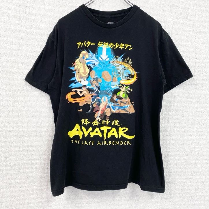 アバター 伝説の少年アン　AVATAR　半袖アニメプリントTシャツ　レトロ　クルーネック　黒　ブラック　Mサイズ　古着