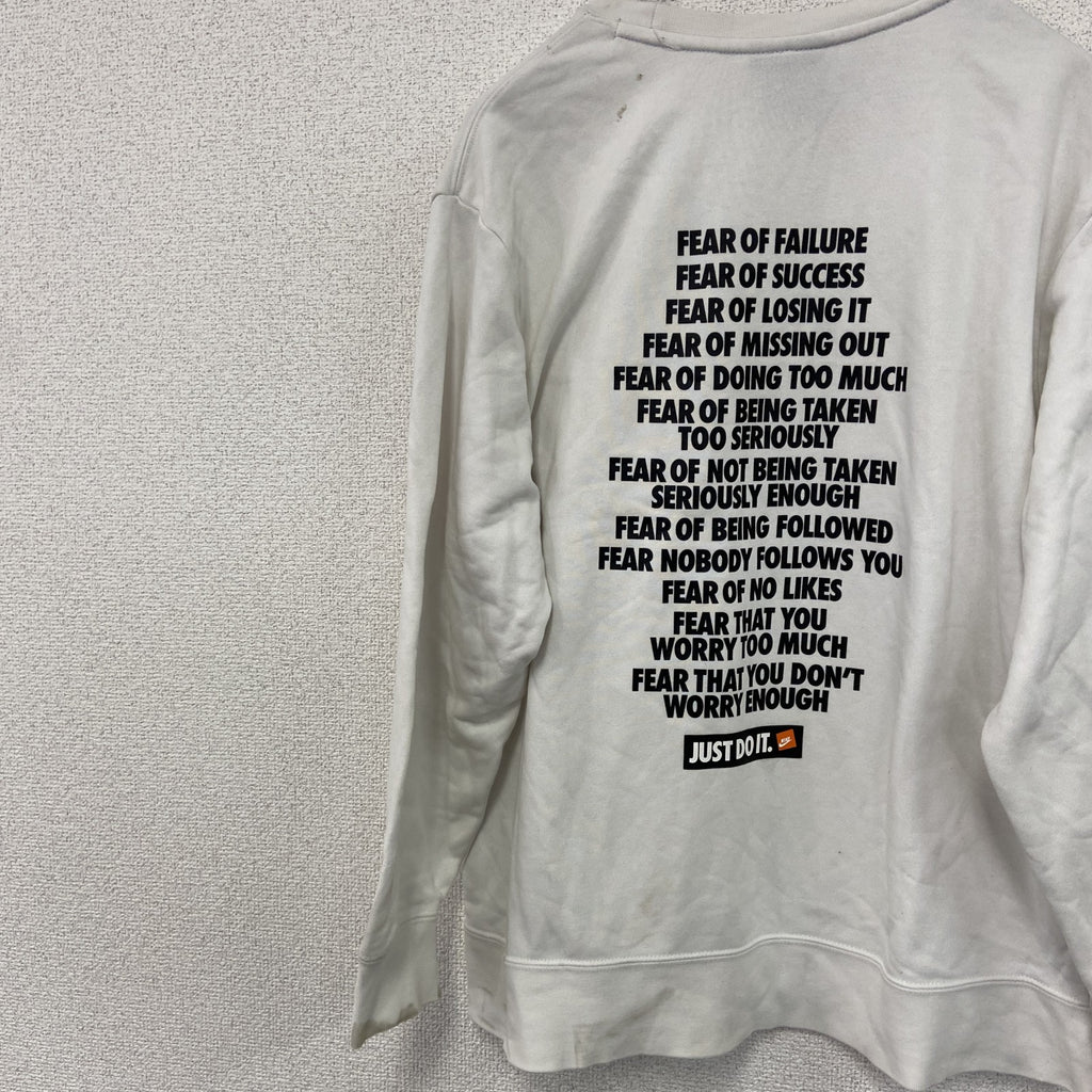 NIKE　ナイキ　JUST DO IT　スウェット/トレーナー　白　ホワイト　Lサイズ　古着