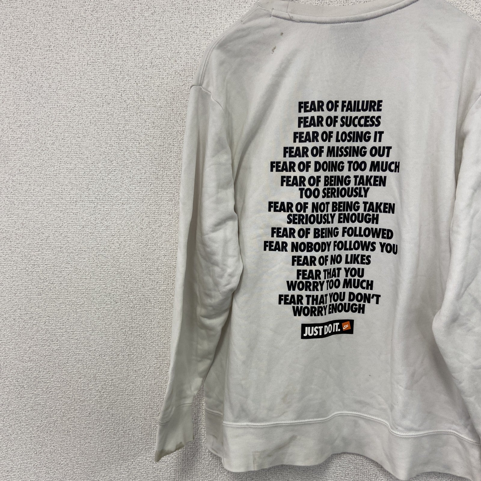 NIKE　ナイキ　JUST DO IT　スウェット/トレーナー　白　ホワイト　Lサイズ　古着